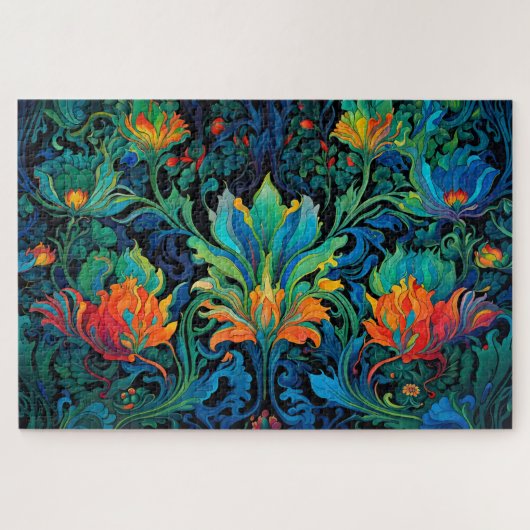 Abstrakte florale Swirl Tapestry kühl lebhaft farb Puzzle (Horizontal)