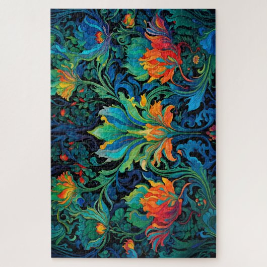 Abstrakte florale Swirl Tapestry kühl lebhaft farb Puzzle (Vertikal)
