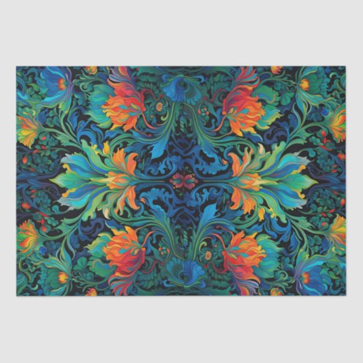 Abstrakte florale Swirl Tapestry kühl lebhaft farb Seidenpapier (Vorderseite)