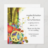 Abstrakte Florale und Friedenszeichen Save the Dat Save The Date (Vorne/Hinten)