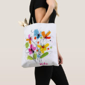 Abstrakte florale Whimsikfarbene Wildblume Tasche (Von Nahem)