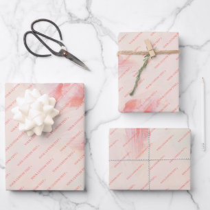 Abstrakte Floralkunst in Rosa und Koralle mit indi Geschenkpapier Set