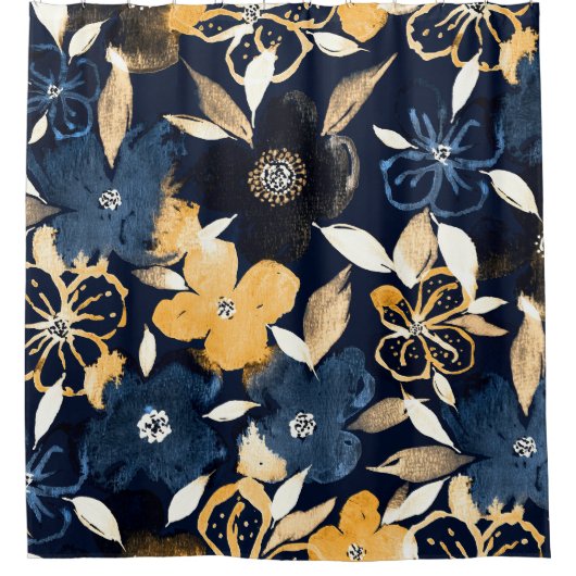 Abstrakte Florals: Farbwiederholtes Muster Duschvorhang (Vorderseite)