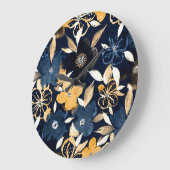 Abstrakte Florals: Farbwiederholtes Muster Große Wanduhr (Winkel)