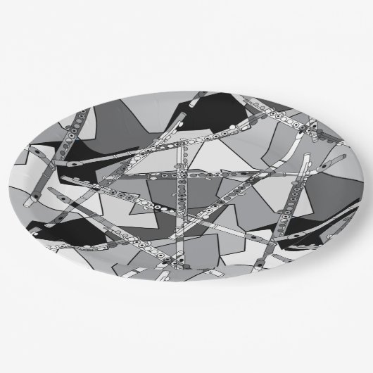 Abstrakte Flöten Pappteller (Schrägansicht)