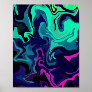 Abstrakte Fluid Art mit lebhaften Farben Poster
