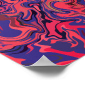 Abstrakte Fluid Art mit Red und Deep Blue Poster (Ecke)