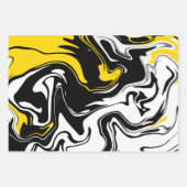 Abstrakte Fluid Art mit schwarz, weiß und gelb Geschenkpapier Set (Vorderseite 2)