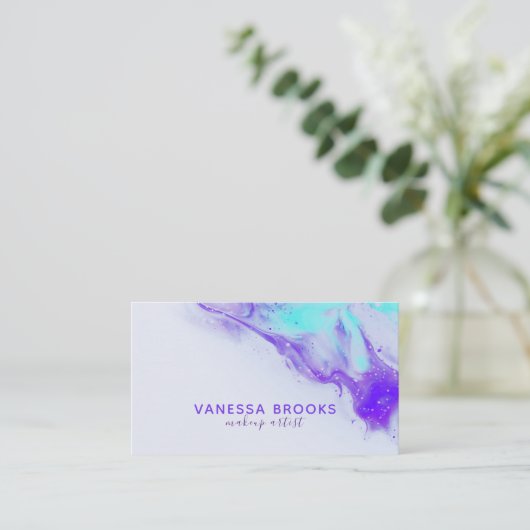 Abstrakte Fluid Art Mixing Paint Makeup Artist Visitenkarte (Stehend Vorderseite)