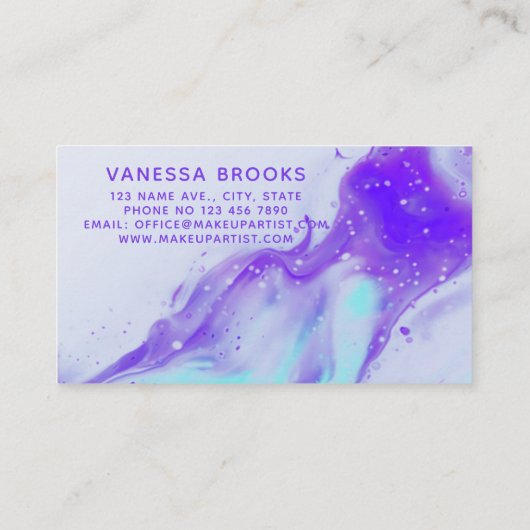 Abstrakte Fluid Art Mixing Paint Makeup Artist Visitenkarte (Rückseite)