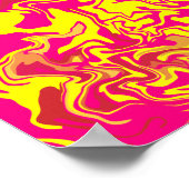 Abstrakte Fluid-Kunst mit Gelb- und Rosa-Wirbel Poster (Ecke)