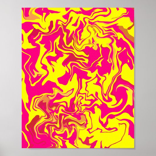 Abstrakte Fluid-Kunst mit Gelb- und Rosa-Wirbel Poster (Vorne)