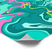 Abstrakte Fluid-Kunst mit Grün, Rosa und Gelb Poster (Ecke)