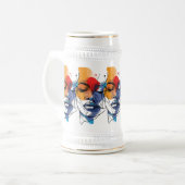 Abstrakte Fluid Line Face Art Bierglas (Vorderseite Links)