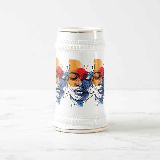 Abstrakte Fluid Line Face Art Bierglas (Mittel)