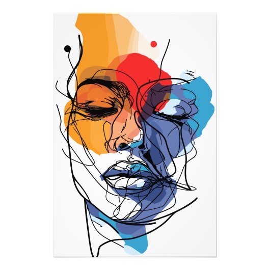 Abstrakte Fluid Line Face Art Fotodruck (Vorne)