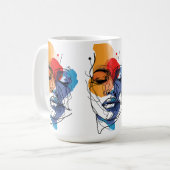 Abstrakte Fluid Line Face Art Kaffeetasse (Vorderseite Links)