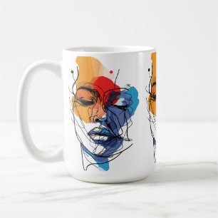 Abstrakte Fluid Line Face Art Kaffeetasse