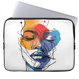 Abstrakte Fluid Line Face Art Laptopschutzhülle