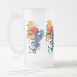 Abstrakte Fluid Line Face Art Mattglas Bierglas