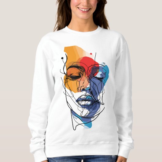 Abstrakte Fluid Line Face Art Sweatshirt (Vorderseite)