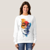 Abstrakte Fluid Line Face Art Sweatshirt (Vorne ganz)