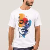 Abstrakte Fluid Line Face Art T-Shirt (Vorderseite)