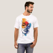 Abstrakte Fluid Line Face Art T-Shirt (Vorne ganz)