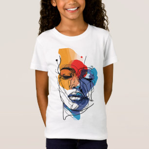 Abstrakte Fluid Line Face Art T-Shirt