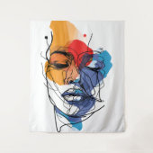 Abstrakte Fluid Line Face Art Wandteppich (Vorderseite)
