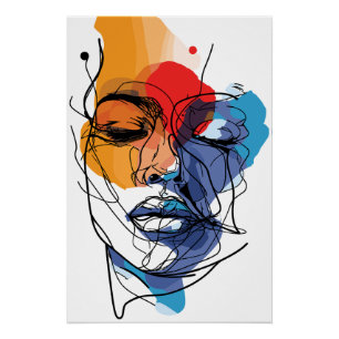 Abstrakte Fluid Line Gesichtskunst Poster