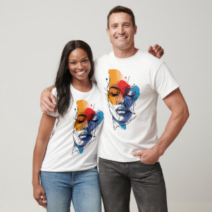 Abstrakte Fluid Line Gesichtskunst T-Shirt