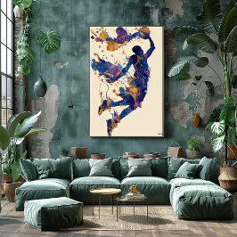 Abstrakte Fluid-Tinte Basketballspieler – Moderne Poster