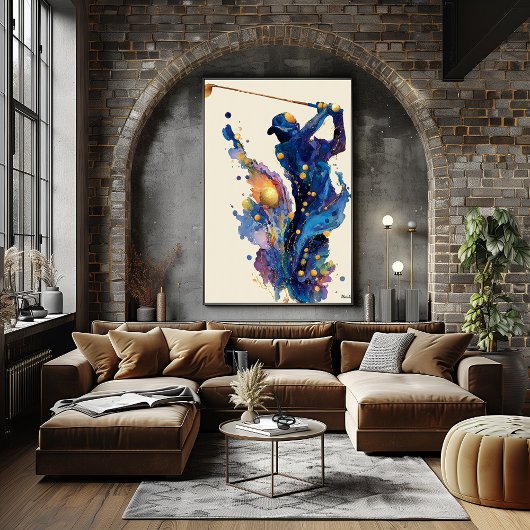 Abstrakte Fluid-Tinte Golfer Dynamische Bewegungs- Poster