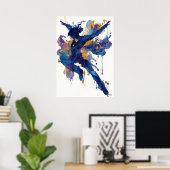 Abstrakte Fluid-Tinte Skater – Dynamische Bewegung Poster (Heimbüro)