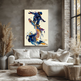 Abstrakte Fluid-Tinte-Snowboarder-Dynamische Beweg Poster