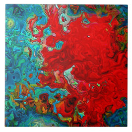 Abstrakte Fluid Wirbel Blau, Grün und Rot Fliese