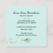 *~* Abstrakte Flussblasen Minzgrün Quadratische Visitenkarte (Rückseite)