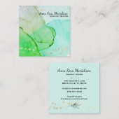 *~* Abstrakte Flussblasen Minzgrün Quadratische Visitenkarte (Vorne/Hinten)