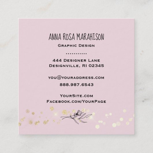 *~* Abstrakte Flussblasen Pfirsich Pink Blau Quadratische Visitenkarte (Rückseite)