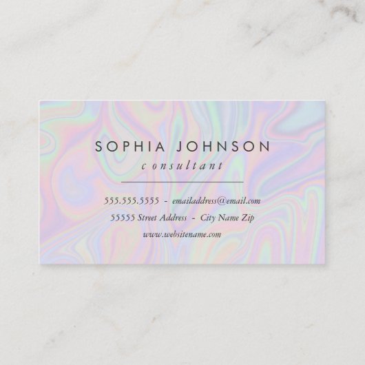Abstrakte Flüssig-Irideszierende Pastellfarbe Visitenkarte (Rückseite)