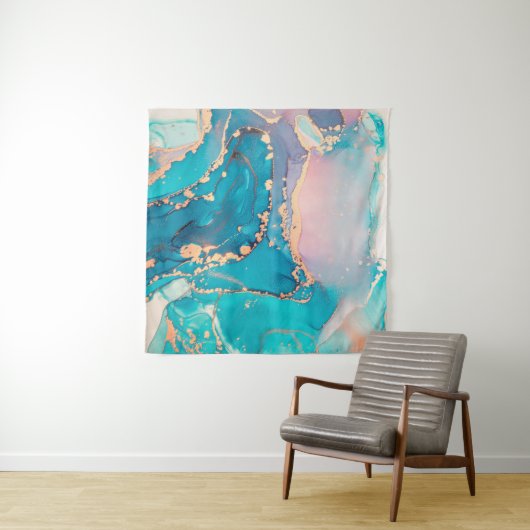 Abstrakte, flüssige Kunstmalerei im Hintergrund  Wandteppich (Beispiel (Horizontal))