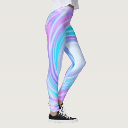 Abstrakte, flüssige Pastellfarben in lila Farbtöne Leggings (Rechts)