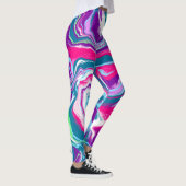 Abstrakte Flüssigkeiten in Rosa und Blau Kunst Leggings (Rechts)