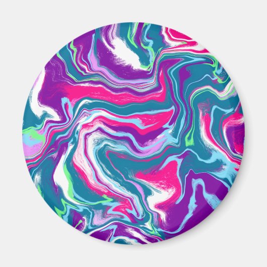 Abstrakte Flüssigkeiten in Rosa und Blau Kunst Magnet (Vorne)