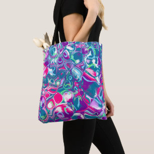 Abstrakte Flüssigkeiten in Rosa und Blau Kunst Tasche