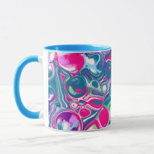 Abstrakte Flüssigkeiten in Rosa und Blau Kunst Tasse