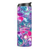 Abstrakte Flüssigkeiten in Rosa und Blau Kunst Thermosbecher (Nach links gedreht)