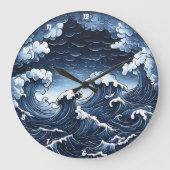 Abstrakte Flut" - Meereswelle Große Wanduhr (Vorderseite)