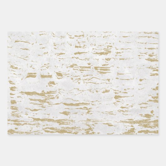 Abstrakte Folien aus Gold und Weißpapier Geschenkpapier Set (Vorderseite 3)